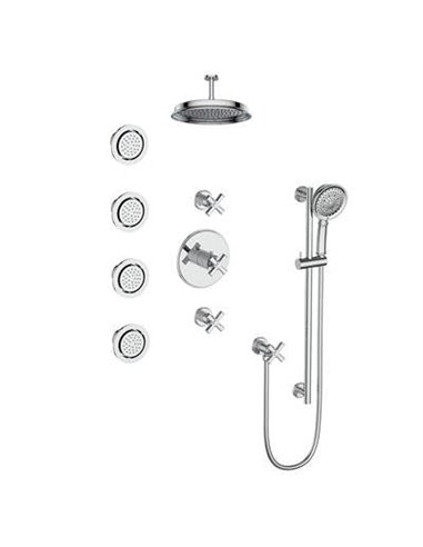 Vogt SET.Z4.142.938 Zehn 3 / 4" TH Set with In-Wall Jets - 8" Ceiling Arm