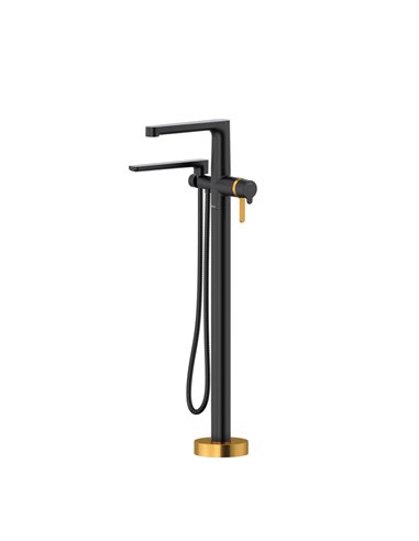 Riobel Nibi NB39 2-Way Type T Thermostatic Coaxial Floor-Mount Tub Filler With Handshower