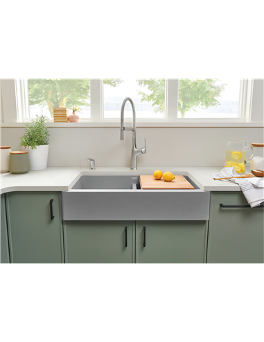 BLANCO VINTERA 33 EQUAL DOUBLE APRON METALLIC GRAY