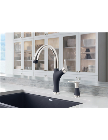 BLANCO ARTONA PULL DOWN 1.5 GPM PVD STEEL/COAL BLACK