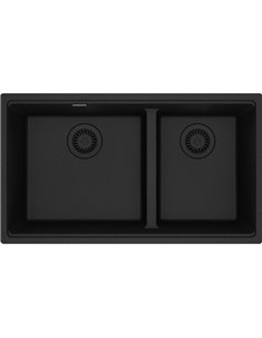 Franke MAG1601611LD-S Maris Undermount Granite Double 33Cab - Low Divide with Strainer Basket