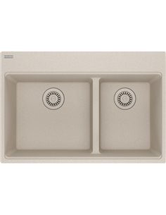 Franke MAG6601611LD-S Maris Topmount Granite Double 33Cab Low Divide with Strainer Basket