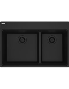 Franke MAG6601812LD-S Maris Topmount Granite Double 36Cab - Low Divide with Strainer Basket