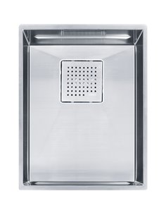 Franke PKX11013-S Peak Undermount 16G Stainless Steel Single 18Cab with Strainer Basket