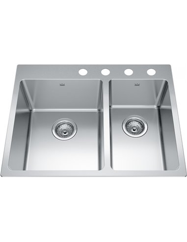 Kindred BCL2127R-9-4 Brookmore Topmount 18G Stainless Steel Double Sink 4 Hole 30Cab