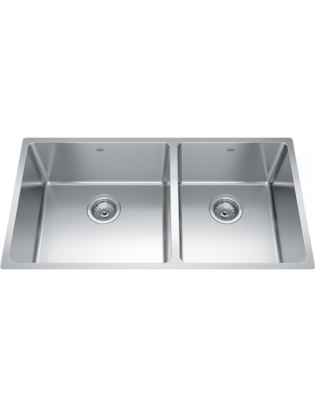 Kindred BCU1835R-9 Brookmore Undermount 18G Stainless Steel Double Sink 39Cab