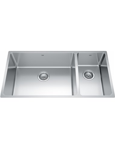 Kindred BCU1836R-9 Brookmore Undermount 18G Stainless Steel Double Sink 39Cab