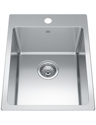 Kindred BSL2116-9-1 Brookmore Topmount 18G Stainless Steel Single Sink 1 Hole 18Cab