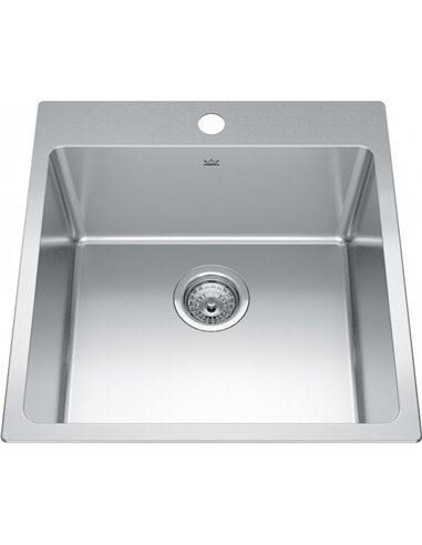 Kindred BSL2120-9-1 Brookmore Topmount 18G Stainless Steel Single Sink 1 Hole 24Cab