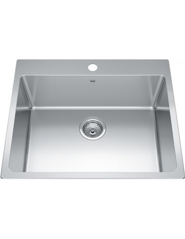 Kindred BSL2125-9-1 Brookmore Topmount 18G Stainless Steel Single Sink 1 Hole 27Cab