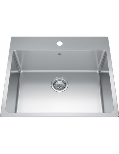 Kindred BSL2225-9-1 Brookmore Topmount 18G Stainless Steel Single Sink 1 Hole 27Cab