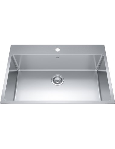 Kindred BSL2233-9-1 Brookmore Topmount 18G Stainless Steel Single Sink 1 Hole 36Cab