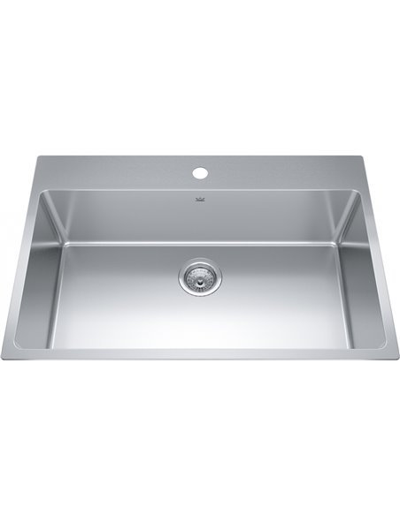 Kindred BSL2233-9-1 Brookmore Topmount 18G Stainless Steel Single Sink 1 Hole 36Cab
