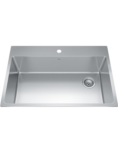 Kindred BSL2233-9-1OW Brookmore Topmount 18G Stainless Steel Single Sink 1 Hole 36Cab Offset Waste