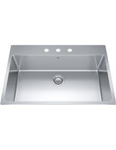 Kindred BSL2233-9-3 Brookmore Topmount 18G Stainless Steel Single Sink 3 Hole 36Cab