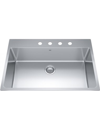 Kindred BSL2233-9-4 Brookmore Topmount 18G Stainless Steel Single Sink 4 Hole 36Cab