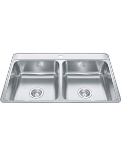 Kindred CDLA3322-7-1 Creemore Topmount 22G Stainless Steel Double Sink 1 Hole 36Cab