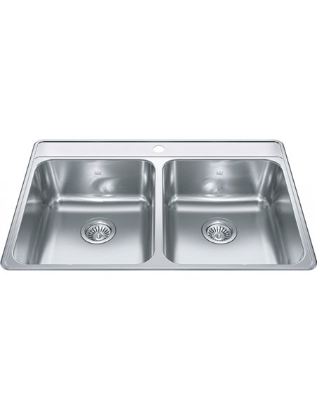 Kindred CDLA3322-8-1CB Creemore Topmount 20G Stainless Steel Double Sink 1 Hole 36Cab