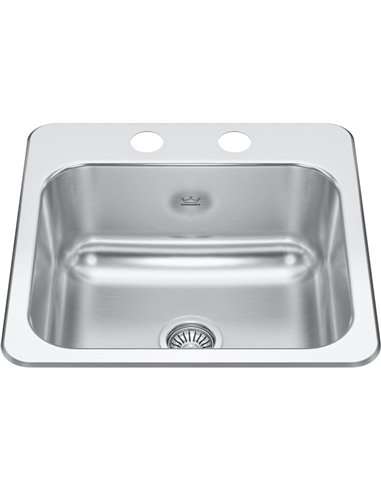 Kindred CSLA1515-6-2CBN Creemore Topmount 22G Stainless Steel Single Sink 2 Hole 36Cab