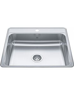 Kindred CSLA2522-6-1 Creemore Topmount 22G Stainless Steel Single Sink 1 Hole 27Cab