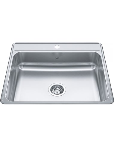 Kindred CSLA2522-6-1 Creemore Topmount 22G Stainless Steel Single Sink 1 Hole 27Cab