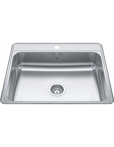 Kindred CSLA2522-7-1 Creemore Topmount 22G Stainless Steel Single Sink 1 Hole 27Cab