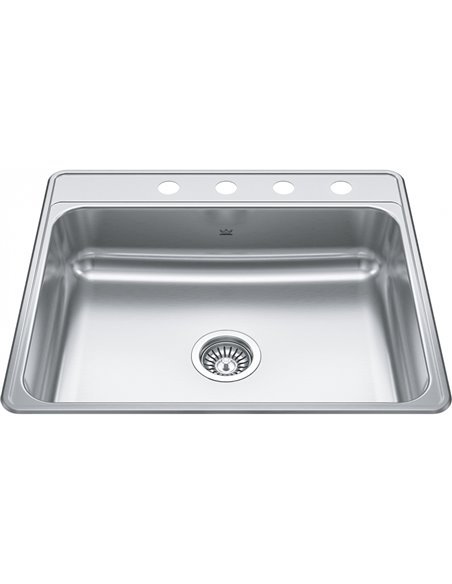 Kindred CSLA2522-7-4 Creemore Topmount 22G Stainless Steel Single Sink 4 Hole 27Cab