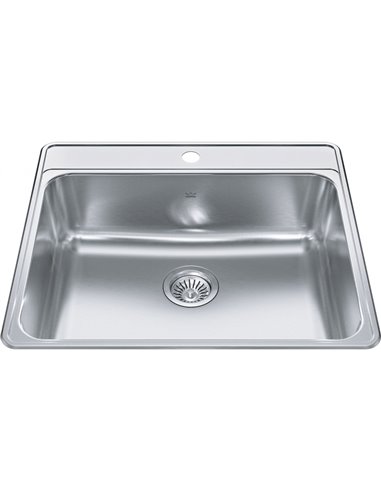 Kindred CSLA2522-8-1CB Creemore Topmount 20G Stainless Steel Single Sink 1 Hole 27Cab