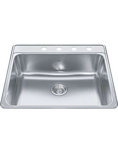 Kindred CSLA2522-8-4CB Creemore Topmount 20G Stainless Steel Single Sink 4 Hole 27Cab