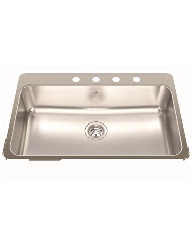 Kindred QSLA2031-8-4 Steel Queen Topmount 20G Stainless Steel Single Sink 4 Hole