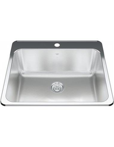 Kindred QSLA2225-10-1 Steel Queen Topmount 20G Stainless Steel Single Sink 1 Hole