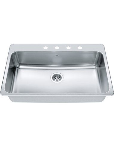 Kindred QSLA2233-8-4 Steel Queen Topmount 20G Stainless Steel Single Sink 4 Hole