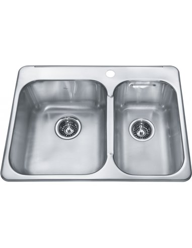 Kindred RCL2027R-1 Reginox Topmount 20G Stainless Steel Double Sink 1 Hole