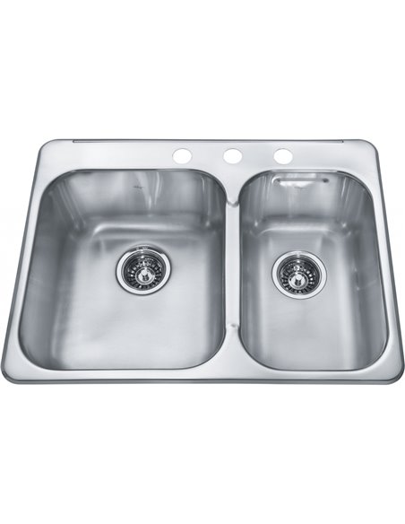 Kindred RCL2027R-3 Reginox Topmount 20G Stainless Steel Double Sink 3 Hole