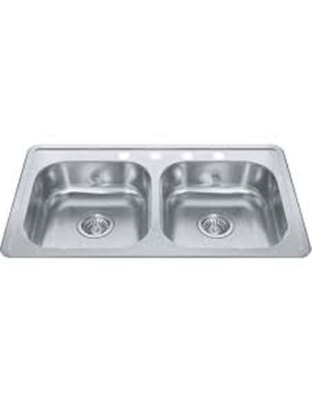 Kindred RDLA3319-6-4CB Creemore Topmount 22G Stainless Steel Double Sink 4 Hole