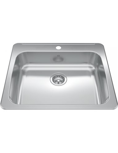Kindred RSLA2522-55-1 Reginox Topmount 18G Stainless Steel Single Sink 1 Hole - ADA Sink