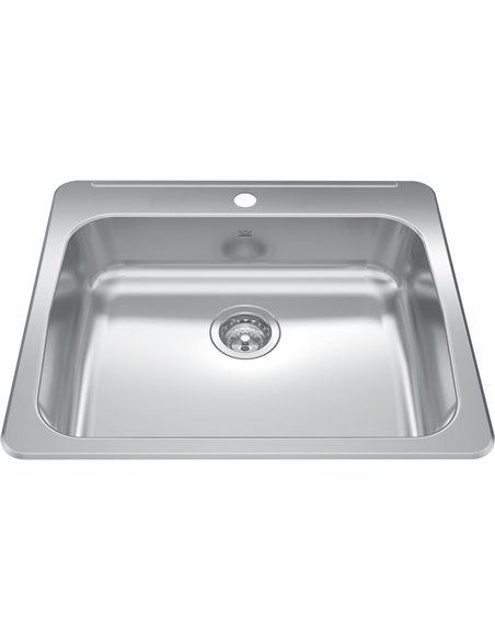 Kindred RSLA2522-55-1 Reginox Topmount 18G Stainless Steel Single Sink 1 Hole - ADA Sink