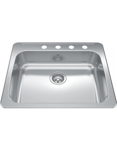 Kindred RSLA2522-55-4 Reginox Topmount 18G Stainless Steel Single Sink 4 Hole - ADA Sink