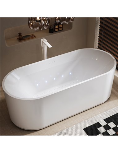Virta Pearls Miami 69" Freestanding Acrylic Airjet Bathtub