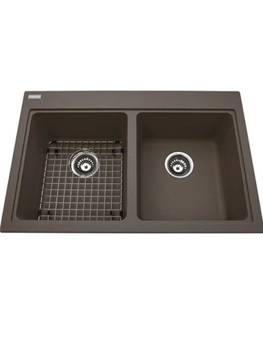 Kindred KGDL20318SM Granite drop-in double sink Storm 1 hole includes grid