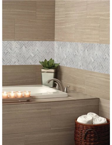 MSI Surfaces Carrrara White Herringbone Mosaic 
