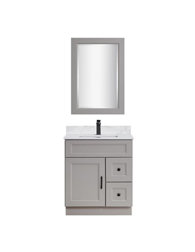 TC 24" Shaker Single Sink Vanity with Right Side Drawers and Bevelled Panels