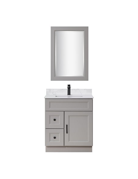 TC 30" Shaker Single Sink Vanity with Left Side Drawers and Bevelled Panels