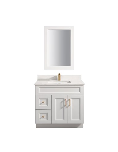 TC 36" Shaker Single Sink Vanity with Left Side Drawers and Bevelled Panels