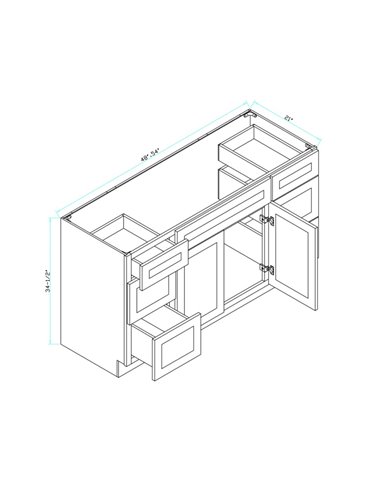 TC 54" Shaker Single Sink Vanity with Bevelled Panels