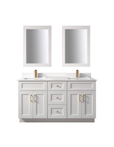 TC 60" Shaker Double Sink Vanity with Bevelled Panels