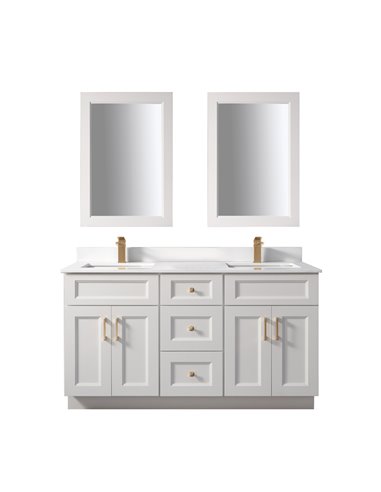 TC 72" Shaker Double Sink Vanity with Bevelled Panels