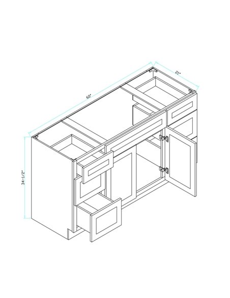 TC 60" Shaker Single Sink Vanity with Slim Panels