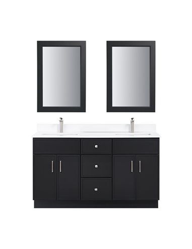 TC 60" Shaker Double Sink Vanity with Slim Panels