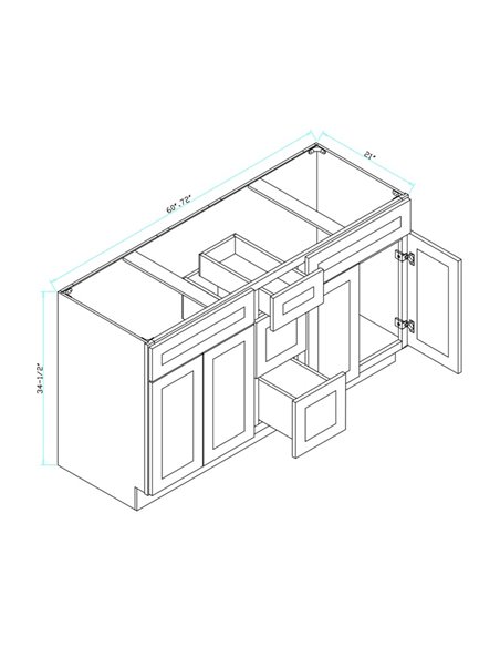 TC 72" Shaker Double Sink Vanity with Slim Panels